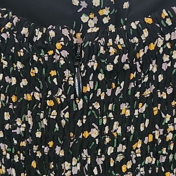 Madewell Floral Button-Front Wide Leg Jumpsuit in Playground Black Yellow Sz 12 - Picture 10 of 16